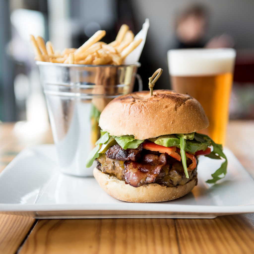 Burger with Beer and Fries